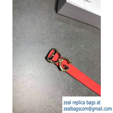 Dolce  &  Gabbana Width 3cm Belt Red with Baroque DG Logo